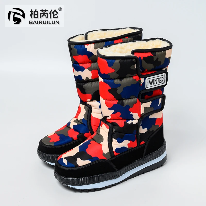 Женские Водонепроницаемые зимние ботинки повседневные теплые на толстом меху