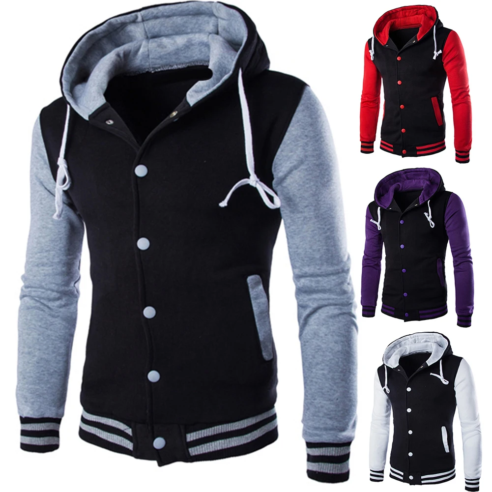 Модная мужская осенне-зимняя куртка Varsity с длинным рукавом однобортная теплая