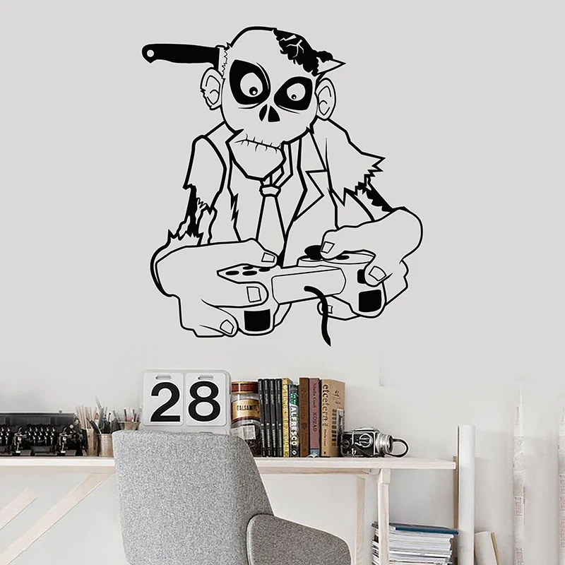 

Игровые съемные художественные виниловые настенные наклейки для домашнего декора, настенные наклейки с зомби, игровой зоной, для подростко...