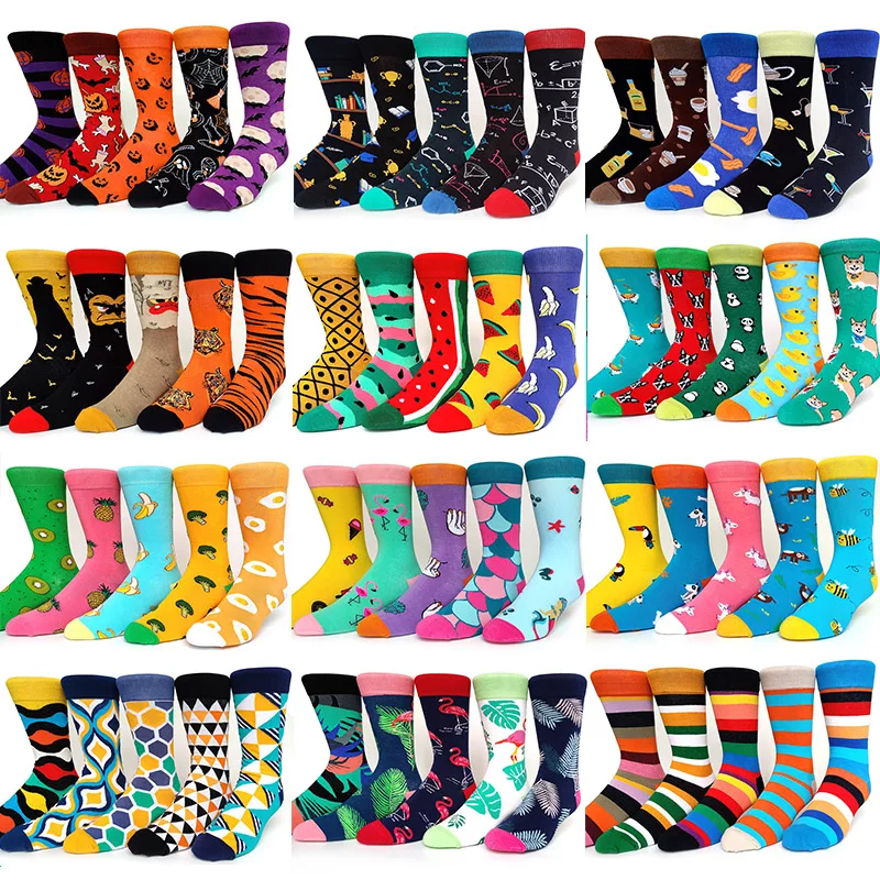 

5 Pairs/Pack New Design Disney Cartoon Happy Funny Socks Men Cotton Streetwear Crew Socks Halloween New Year Casual Fashion Free