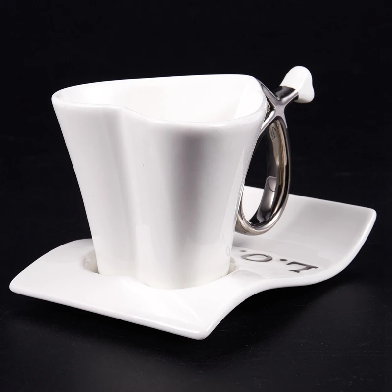 200 мл креативные керамические чашки в форме сердца белые и серебряные|Кружки| |