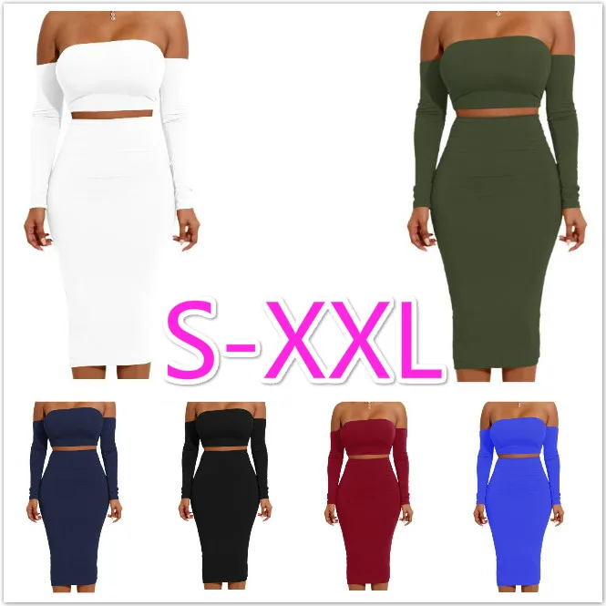 

Sexy One Word Shoulder Backless lace-up summer dress Women sexy Pencil dress vestidos Two-piece suit bodycon party beach dress