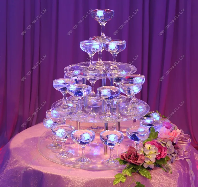 

3 Tier Wedding champagne tower Circular Cupcakes Aircraft Cake Rack European-Style Luxury Hotels Dessert Aircraft glass Stand