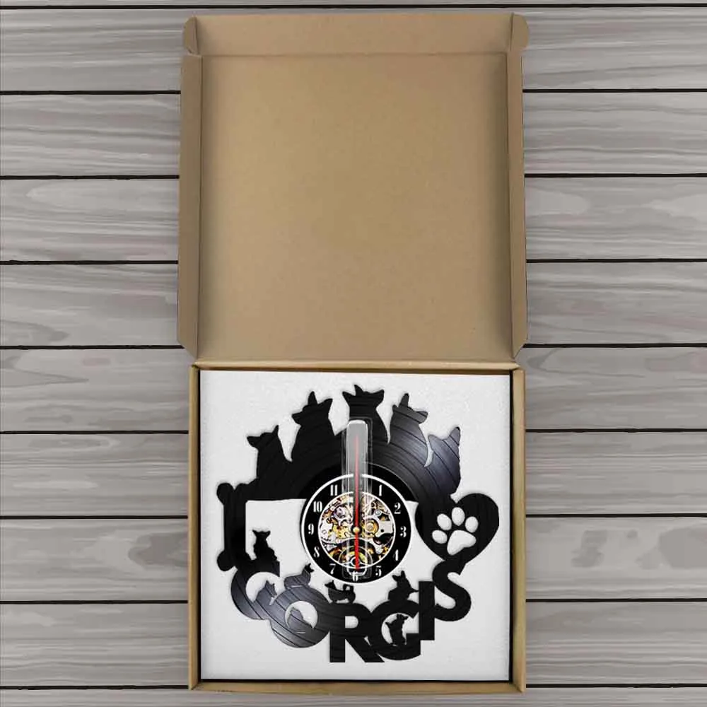 Детские современные 3D настенные часы с изображением корги собаки винилового