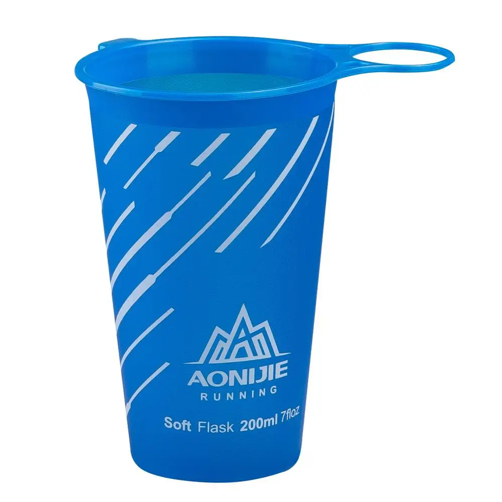 Dark blue AONIJIE 200 мл Складная ТПУ Спортивная бутылка BPA бесплатно Портативный гидратации воды чашки бутылки для марафона, велоспорта кемпинга бег - Цвет: Dark blue