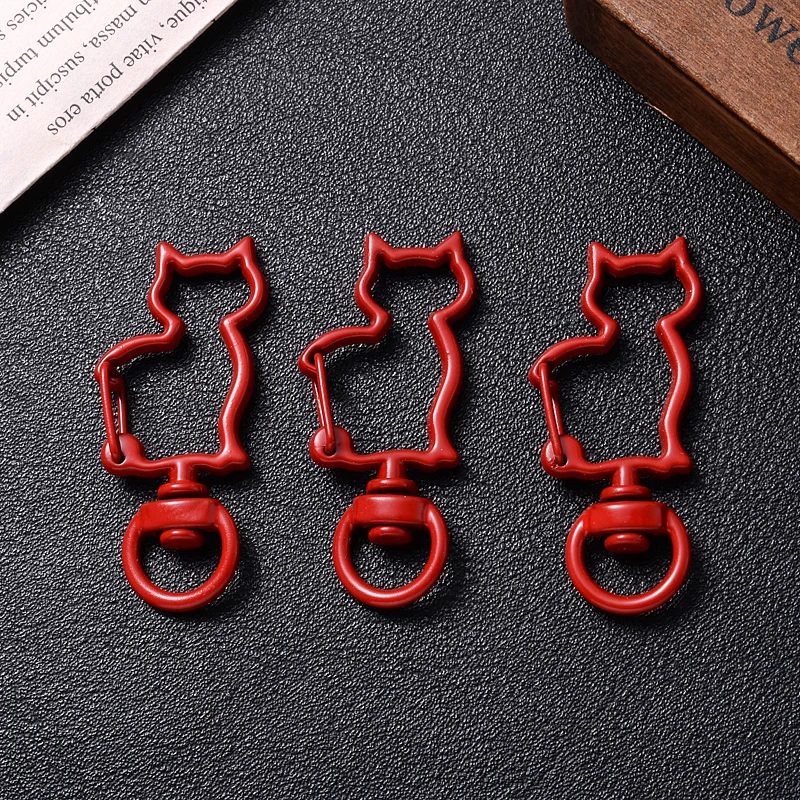 10Pcs/Lot 17x41mm Alloy Buckle Snap Hook Lobster Clasp Cat Shape Keychain Hole Key Ring for Jewelry Making Findings Choose Color | Украшения