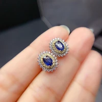 kjjeaxcmy fine jewelry 925 silver natural sapphire new girl elegant earrings hot selling ear stud support test chinese style