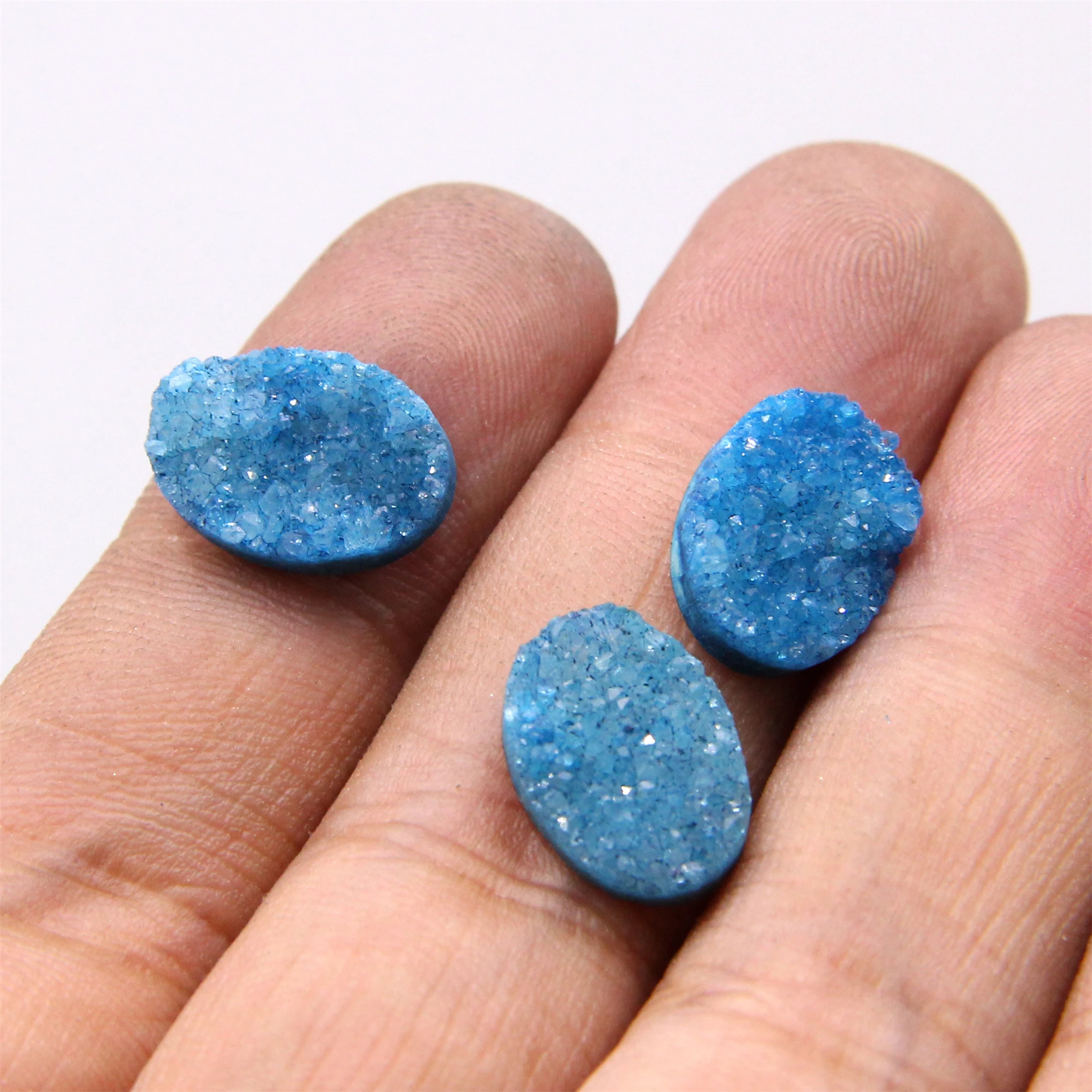 4 шт. натуральный синий кулон agates Druzy Шарм плоский кабошон Овальные Кабошоны