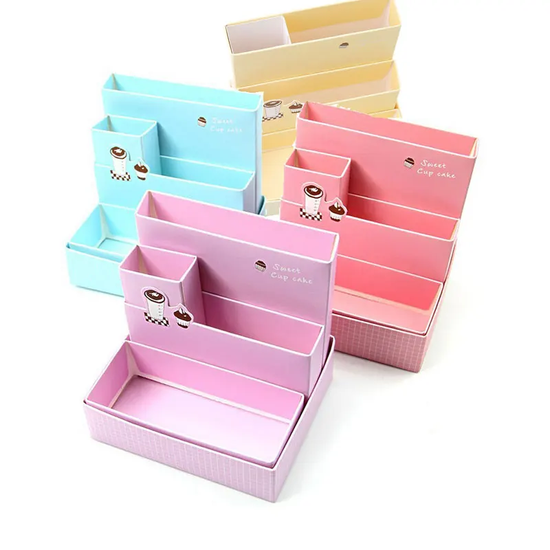 

DIY Paper Board Storage Box Desk Decor Stationery Makeup Cosmetic Organizer New Home Household Storage Helper Gifts for Kids