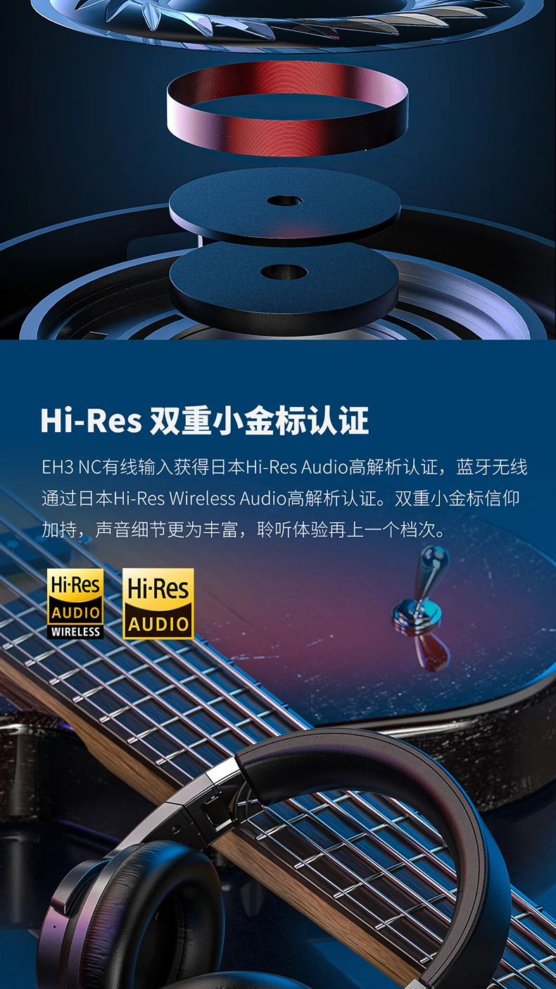 FiiO EH3 NC беспроводной hifi Bluetooth гарнитура с чипом CSR8675, активный чип шумоподавления, 45 мм единиц eh3nc