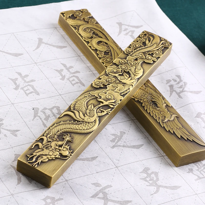 Metal Paperweights Carved Brass Paper Weight Boutique Pisa Papeles as Gift Chinese Painting Calligraphy Paper Pressing Prop