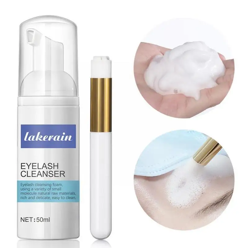 

50ml Eyelash Foam Extension Cleanser Mild and Non-Irritating Cleaner Shampoo Brush For Beauty Makeup Eyelashes Lash Girl A8I7