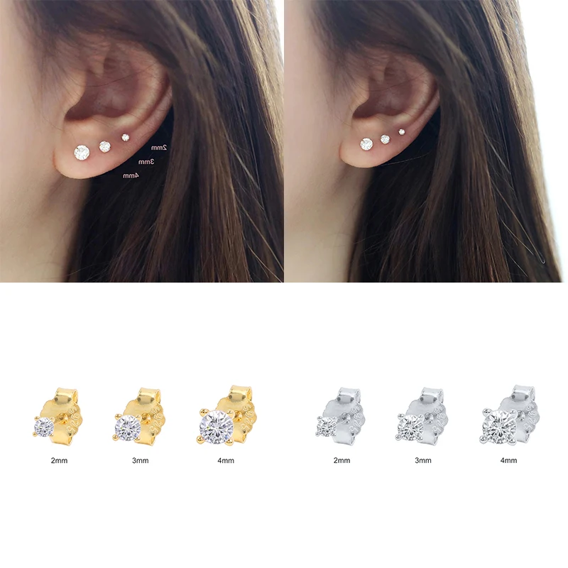 

Серьги-гвоздики женские из серебра 925 пробы, 2/3/4 мм