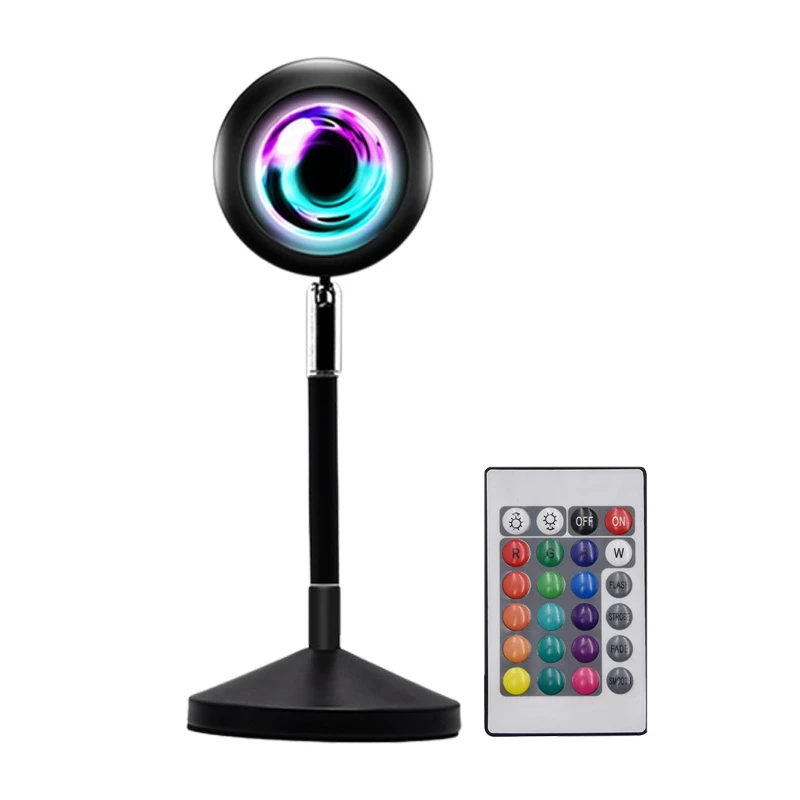 

RGB проектор заката, атмосферная лампа светодиодный ночники, 360 градусов, USB проектор для фотосъемки с дистанционным управлением для спальни