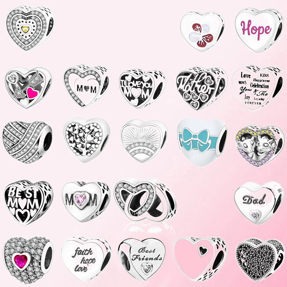 

Классический браслет из серебра 2021 пробы с бусинами в форме сердца, 25 дюймов