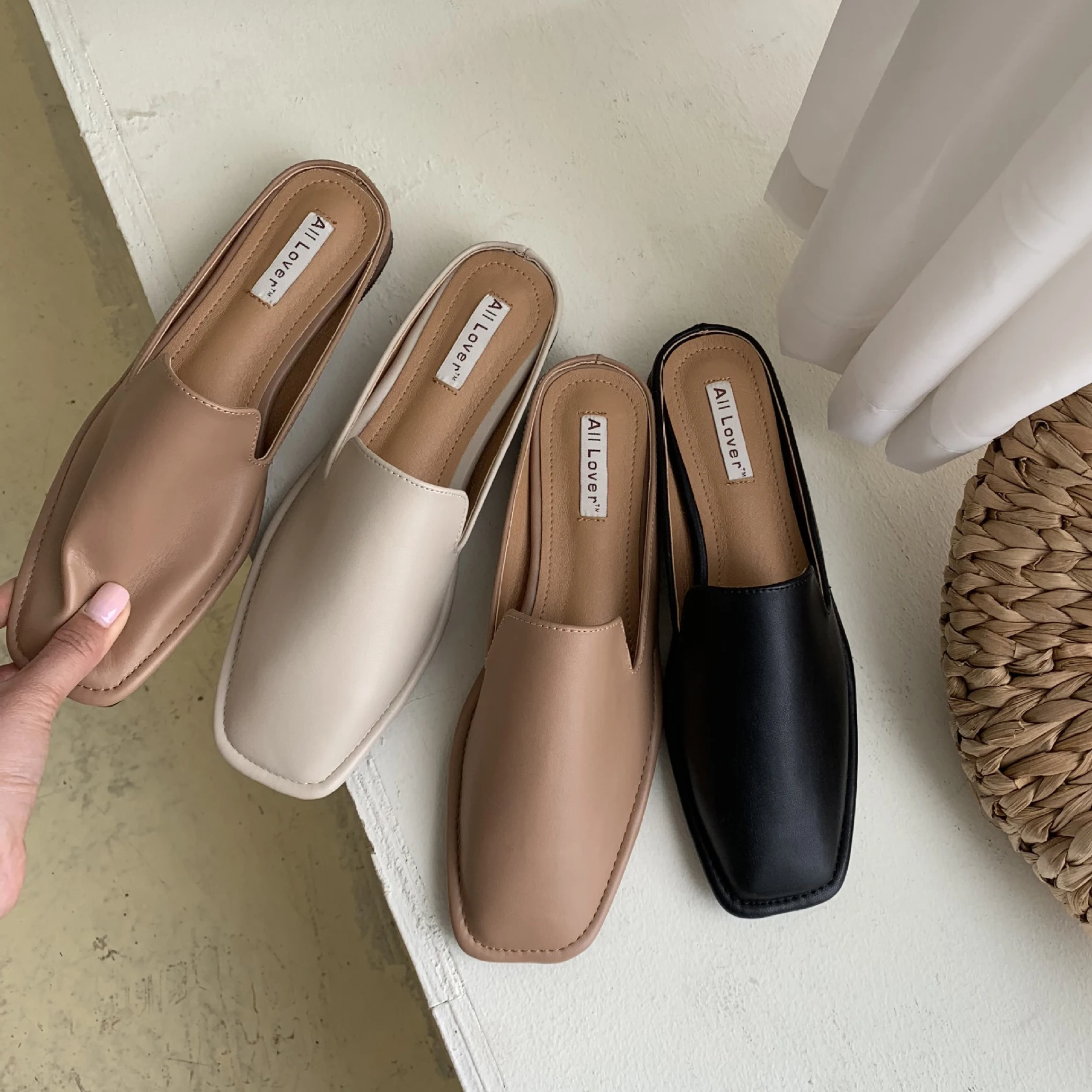 Нескользящая обувь для беременных шлепанцы без задника с закрытым квадратным