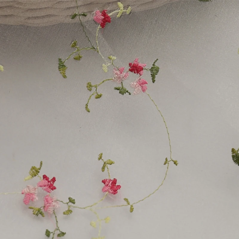 

Vintage Embroidery Encrypted Tulle Lace Fabric 3D Floral Plants Organza Fabric For Skirt Curtain Evening Dress 280cm width