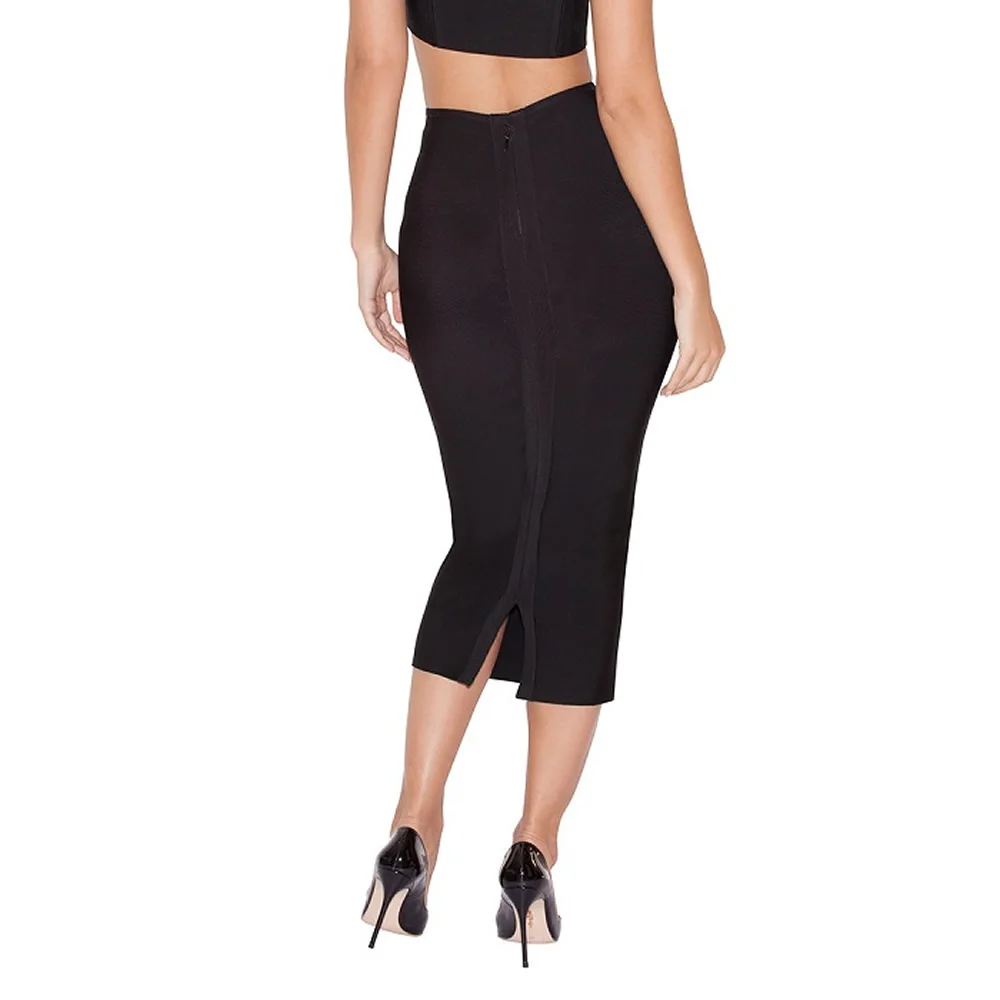 Высокая талия до середины икры бандажная юбка карандаш сплит сексуальное