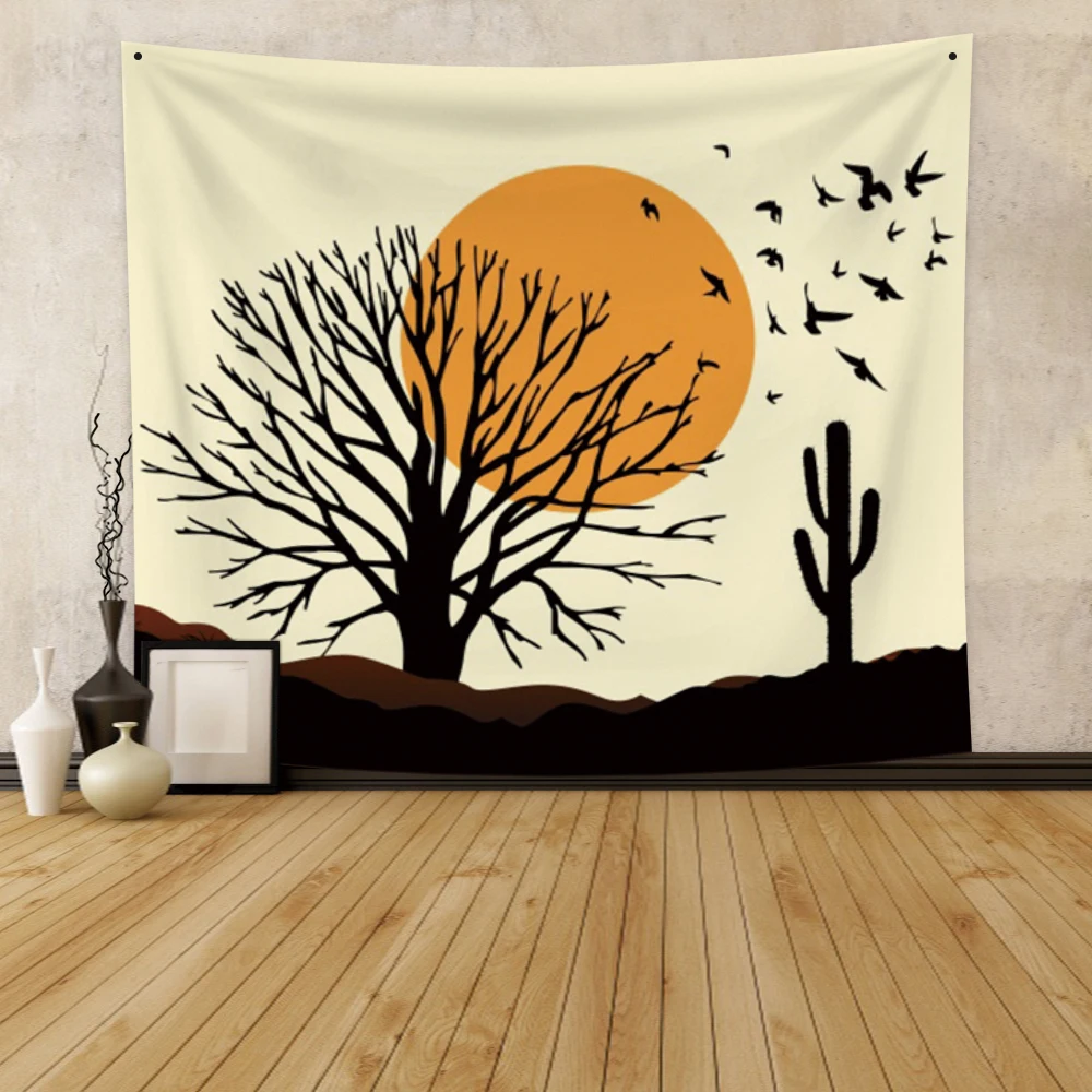 

Laeacco Tapestry 150x130cm Landscape Sunset Bohemia Forest Wall Hangings Decor For Bedroom Restaurant Living Room Dorm College