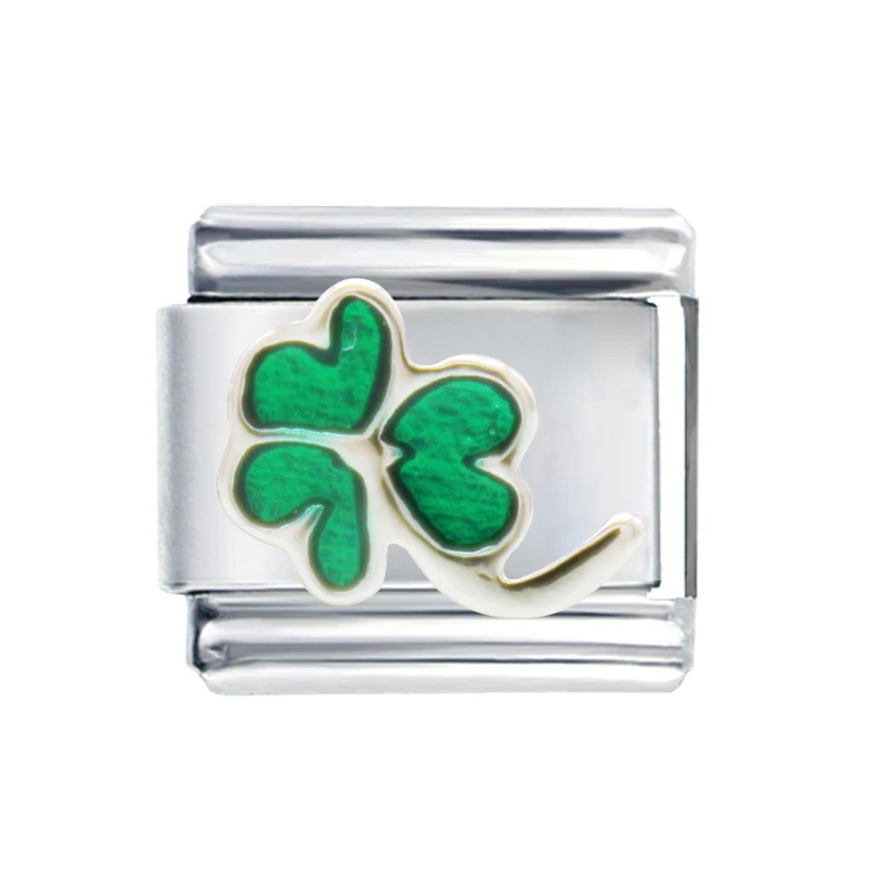 Составные классические женские ювелирные изделия 9 мм зеленая эмаль счастливый 3