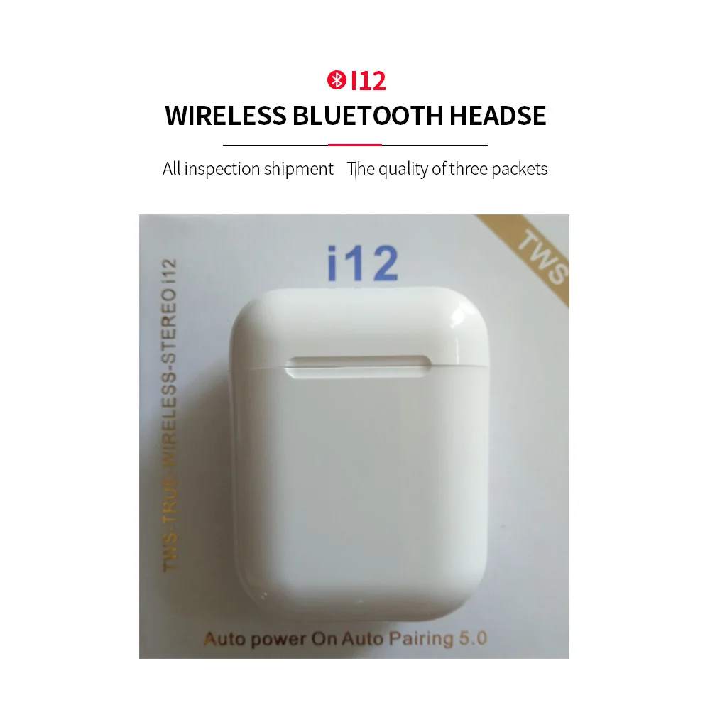 I12 tws Bluetooth 5,0 Гарнитура 3D стерео супер бас мини наушники беспроводные наушники с сенсорным датчиком для всех смартфонов