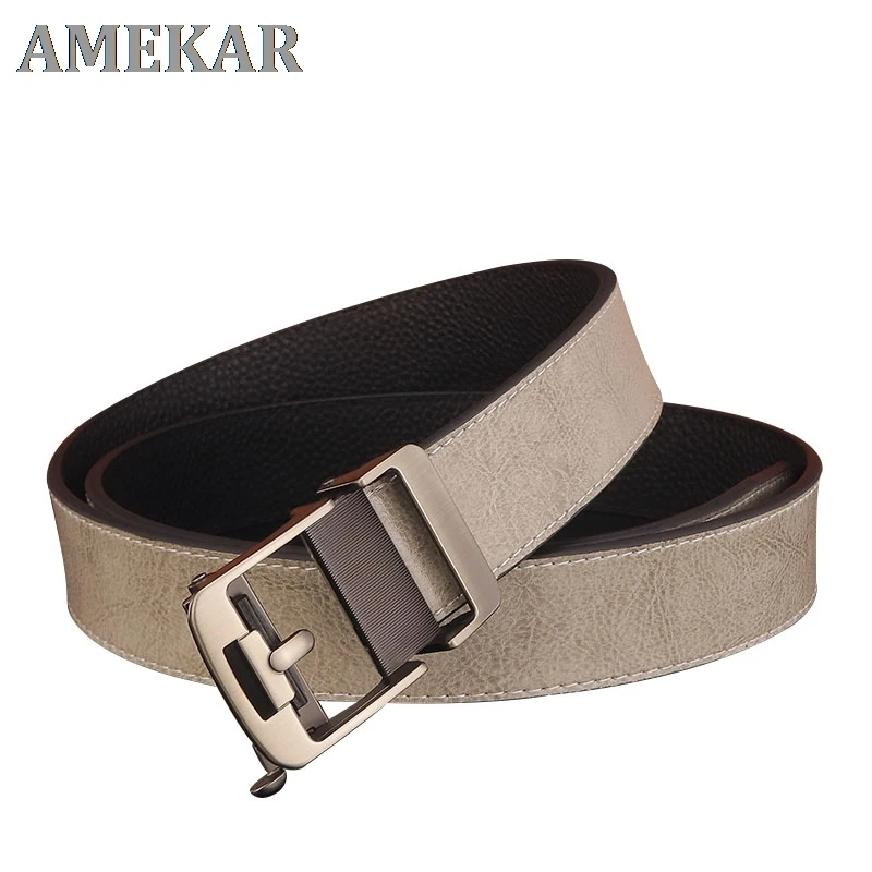 

2021 Personality Toothless Automatic Buckle Leather Cowhide Fashion Designer Men's Belt Ceinture Homme Q9