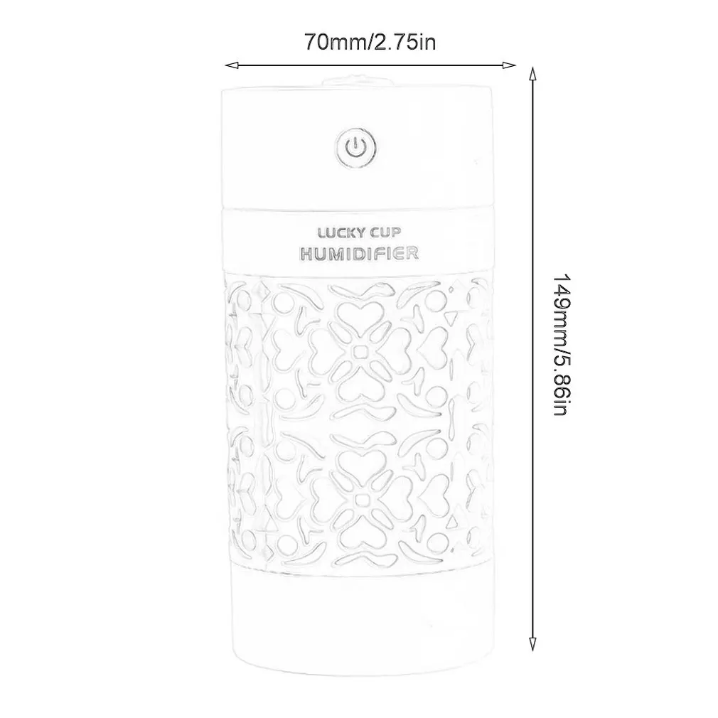 

Lucky Cup Humidifier Car Mini Portable Usb Three-In-One Humidifier Romantic Luminous Hydrating Spray