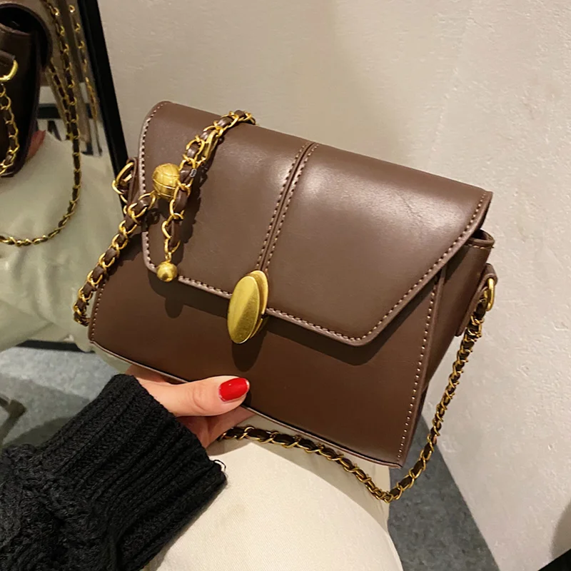 

Маленькие сумки через плечо на цепочке 2021 женская брендовая дизайнерская сумка квадратная сумка-мессенджер с клапаном Женская однотонная ...