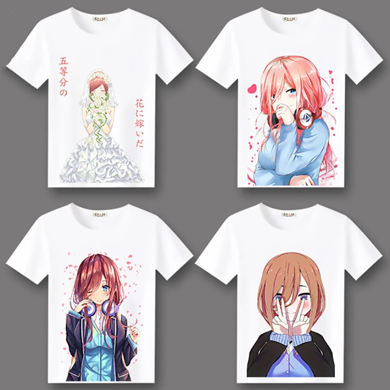 Новый Gotoubun no Hanayome очень женственный и Quintuplets Накано Ichika футболка Косплэй с