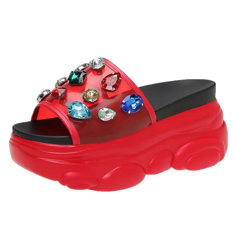 

Shoes Woman's Slippers Luxury Slides Multicolored Sandals Low Loafers Jelly Flip Flops Platform 2021 Designer Summer Glitter Rub