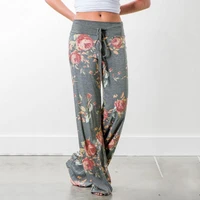 womens harem pants comfy stretch floral print long pants casual drawstring wide leg lounge pants for women trouserss