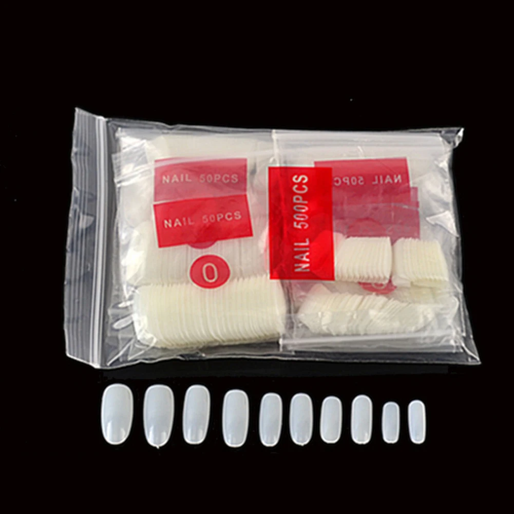 500 шт. Овальный Форма полного покрытия накладные ногтей искусственный длинный