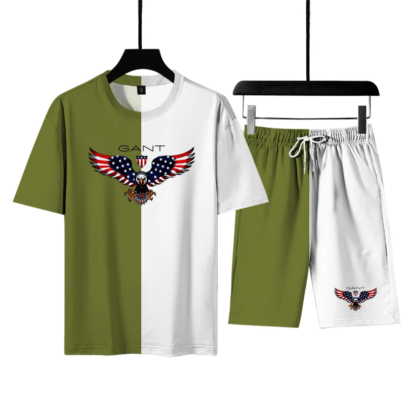 

Summer men's sportswear 2-piece T-shirt + Shorts Set sportswear men's round neck t-shirt men's clothing set sportswear s-6xl