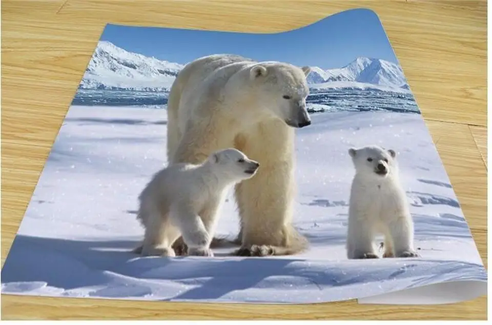 3d обои для комнаты на заказ фотообои нетканые настенные стикеры полярный медведь мать и сын Айсберг 3d картина обои для стен 3d