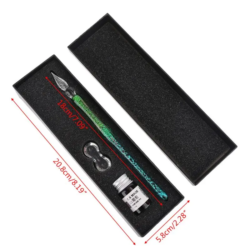 

Gradient Starry Sky Glass Fountain Dip Pen Holder Signature Ink Calligraphy Box