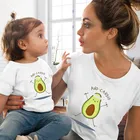 Милая одинаковая футболка для мамы и дочки в стиле Харадзюку, Мягкая Повседневная белая футболка с принтом авокадо, женская футболка, топы большого размера