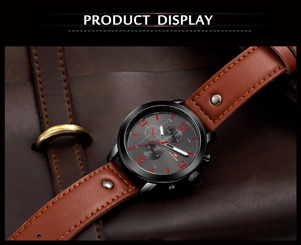 

VA VA VOOM 2072 Men's Casual Fashion Quartz Belt Sports Waterproof Watch Simple Luxury Business Male Wristwatches