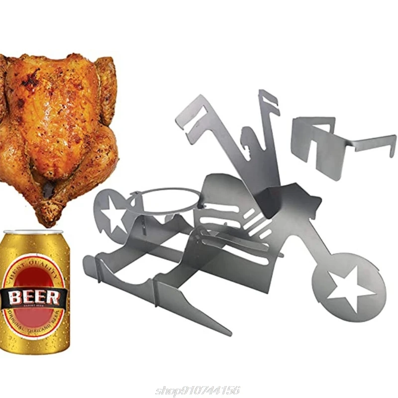 

Motorcycle Beer Can Chicken Holder for Grill Portable Beer Butt Chicken Stand Beer Chicken Roaster BBQ Chicken J02 21 Dropship