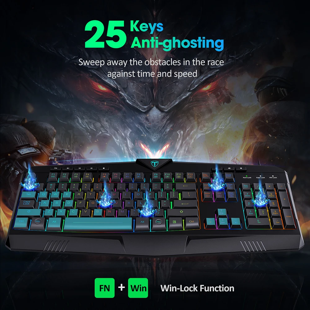 Игровая клавиатура PicTek PC232 проводная мембранная с 112 клавишами RGB светильник кой и