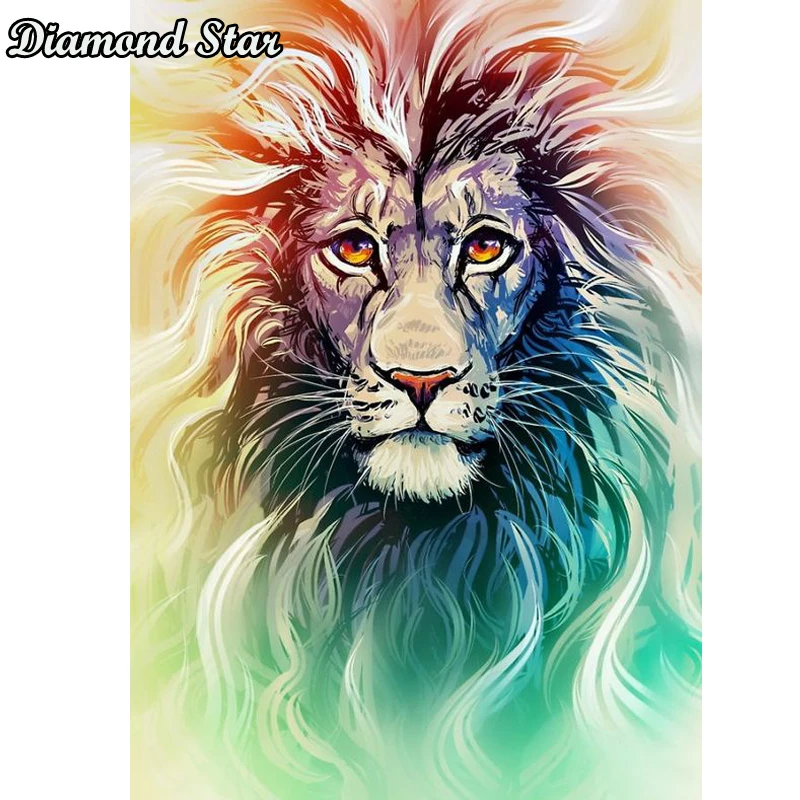

Алмазная живопись 5d «сделай сам», вышивка крестиком, цветной кристалл в виде льва, полная выкладка, незаконченная декоративная Алмазная выш...