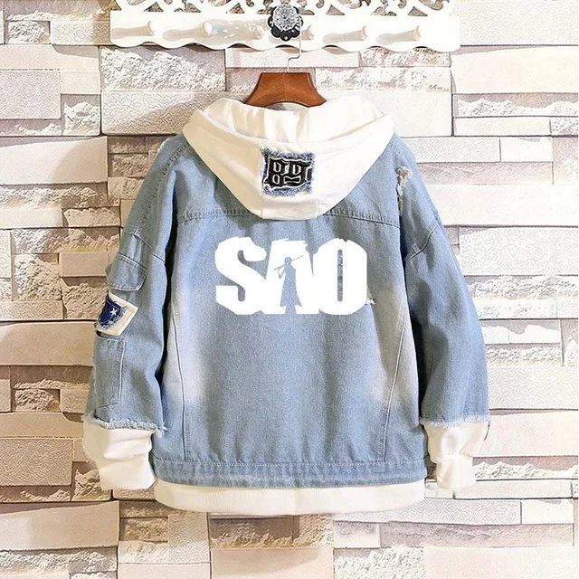 

Костюмы для косплея из аниме «меч арт онлайн», джинсовая куртка, джинсовая куртка, весенне-осенняя толстовка с капюшоном «Сан», мужская и же...