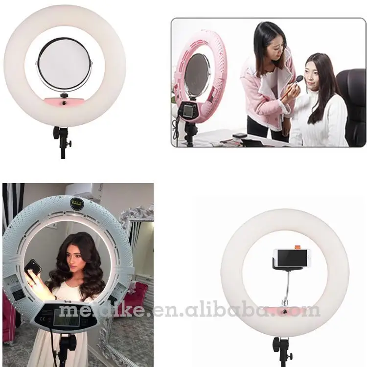 

Yidoblo Pink FE-480II LED Ring light Photography Video Studio 480 LED LCD Remote Control Macro Ring Light 3200K-5600K Soft Light