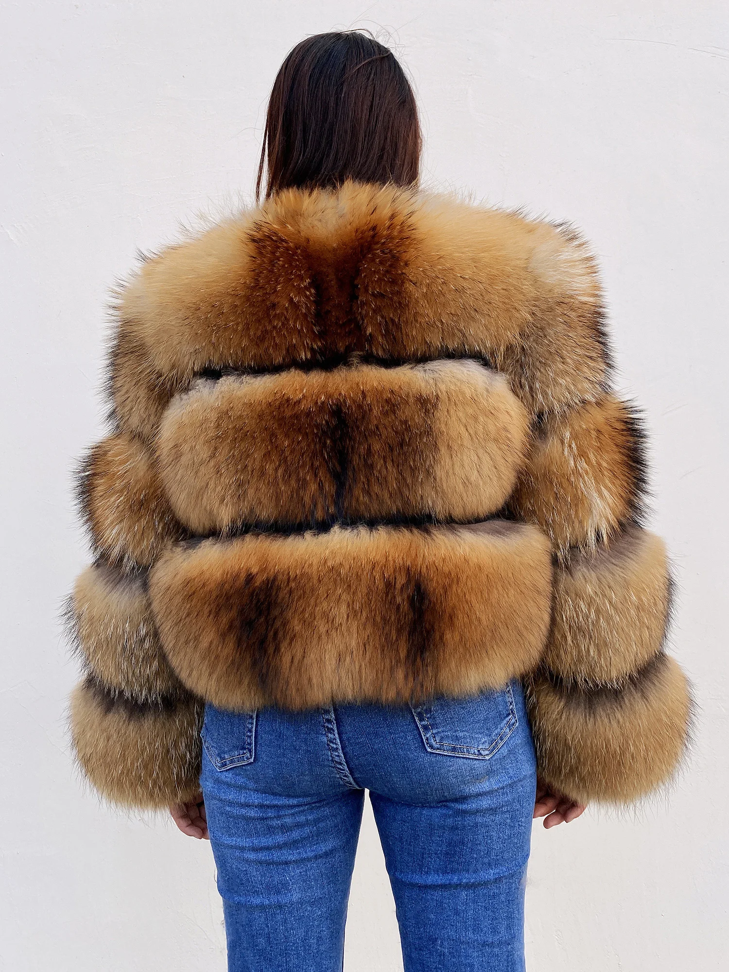 Woman winter natural raccoon fur jacket real fur coat furry fur jacket thick warm party Fashion Popular in Europe   America2021