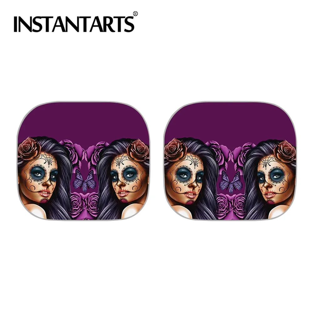 

Солнцезащитный козырек INSTANTARTS Calavera, для автомобильных окон, с цветочным узором, Складной автомобильный солнцезащитный козырек, 2 шт.