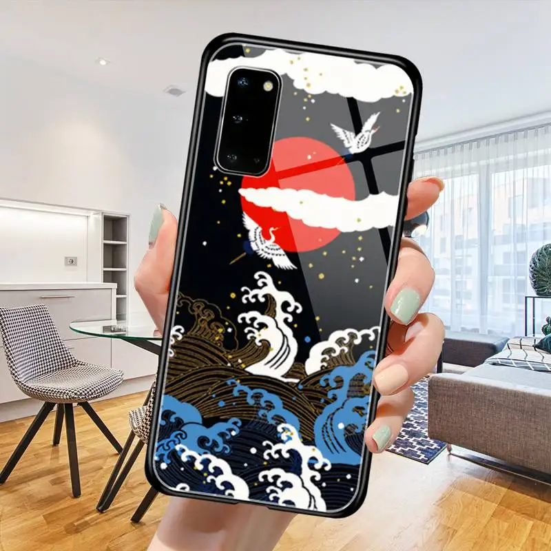 Чехол для телефона BuDuCoost Crane and Koi в китайском стиле закаленное стекло Samsung S20 Plus S7 S8