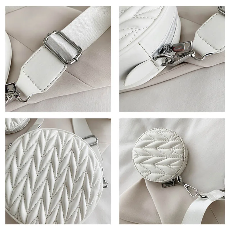 

New Woman Shoulder Bag Fashion 2-piece Suit Crossbody Bag High-quality Round Handbags Mini Cute Phone Pack Female Luxury Purse