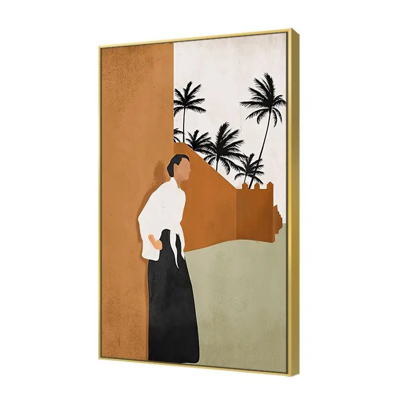 Modern Nordic Abstract Still Life Beige Girl Plants Canvas Paintings Gallery Posters Prints Wall Art Pictures Living Room Decor | Дом и сад