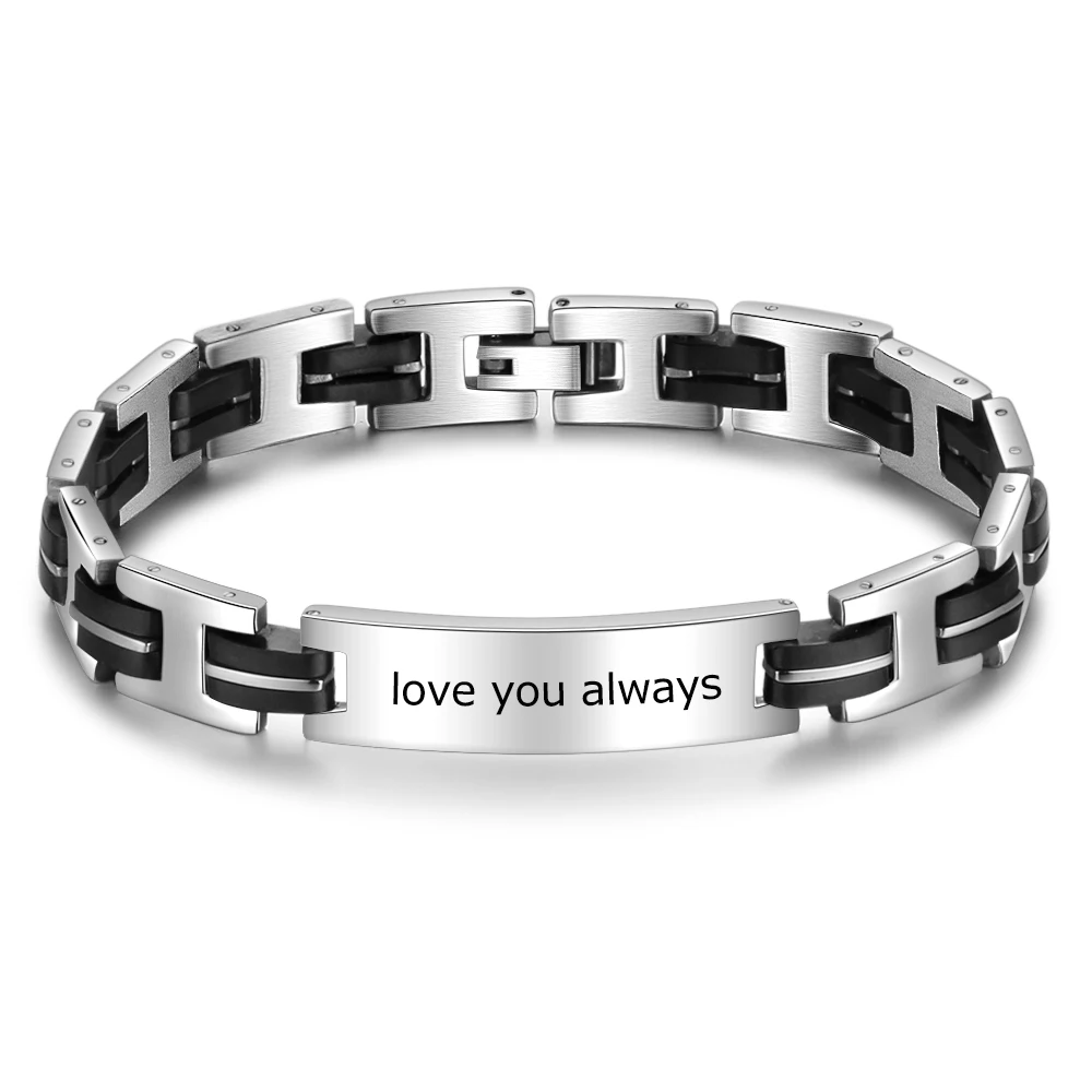 Personalized Bracelets Fashion Stainless Steel Jewelry Custom Any Letter Charm Anniversary Men Gift Engraved Bracelets for Him