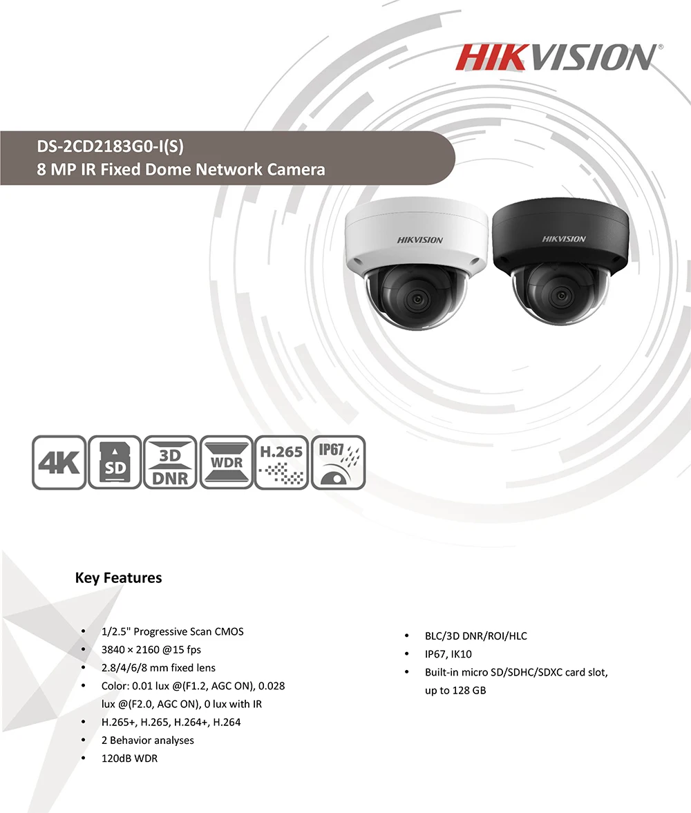 Hikvision 8MP POE IP камера наружная/внутренняя 4K Водонепроницаемая инфракрасная 30 М камера ночного видения для видеонаблюдения