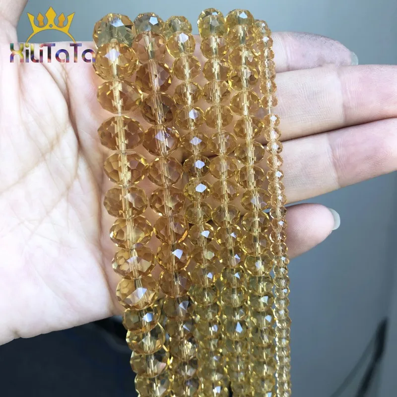 Граненые бусины из оранжевого стекла круглые для изготовления ювелирных изделий